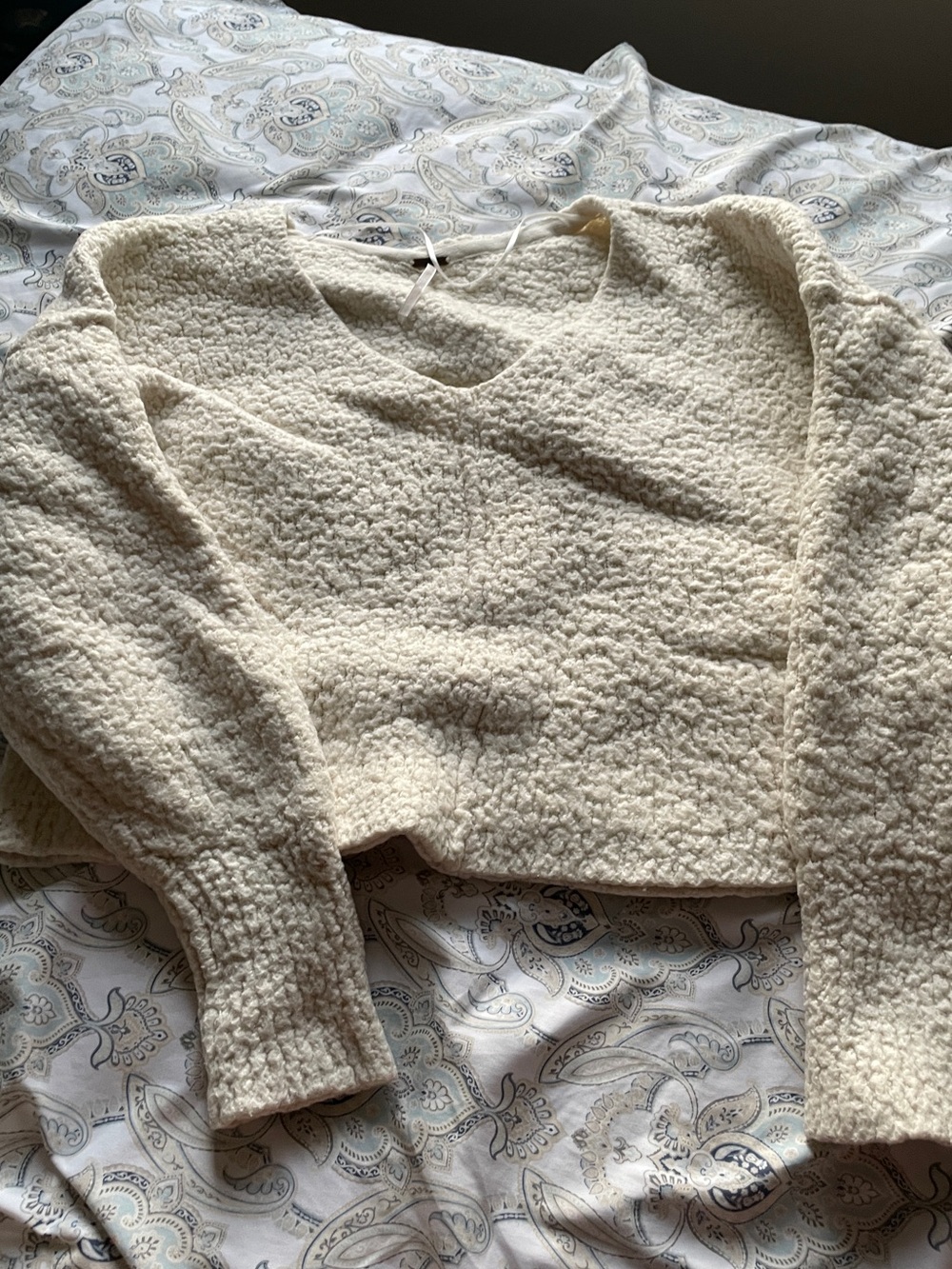 Fuzzy white alpaca sweater